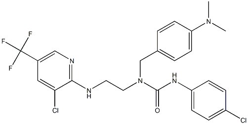 N'-(4-chlorophenyl)-N-(2-{[3-chloro-5-(trifluoromethyl)-2-pyridinyl]amino}ethyl)-N-[4-(dimethylamino)benzyl]urea Struktur