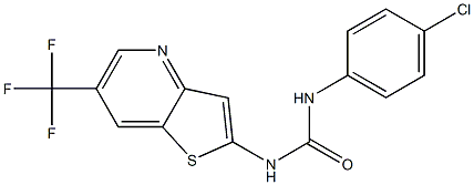 N-(4-chlorophenyl)-N'-[6-(trifluoromethyl)thieno[3,2-b]pyridin-2-yl]urea Struktur