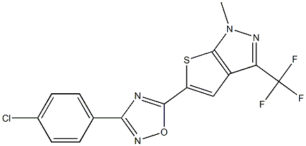 3-(4-chlorophenyl)-5-[1-methyl-3-(trifluoromethyl)-1H-thieno[2,3-c]pyrazol-5-yl]-1,2,4-oxadiazole Struktur