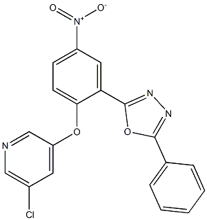 2-{2-[(5-chloro-3-pyridyl)oxy]-5-nitrophenyl}-5-phenyl-1,3,4-oxadiazole Struktur