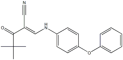 (E)-2-(2,2-dimethylpropanoyl)-3-(4-phenoxyanilino)-2-propenenitrile Struktur