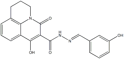 7-hydroxy-N'-[(E)-(3-hydroxyphenyl)methylidene]-5-oxo-2,3-dihydro-1H,5H-pyrido[3,2,1-ij]quinoline-6-carbohydrazide Struktur