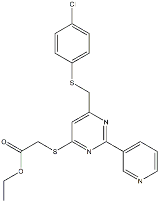 ethyl 2-{[6-{[(4-chlorophenyl)sulfanyl]methyl}-2-(3-pyridinyl)-4-pyrimidinyl]sulfanyl}acetate Struktur