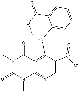 methyl 2-[(1,3-dimethyl-6-nitro-2,4-dioxo-1,2,3,4-tetrahydropyrido[2,3-d]pyrimidin-5-yl)amino]benzenecarboxylate Struktur