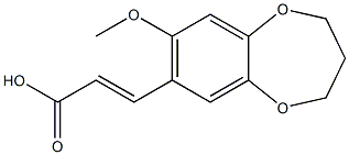 (E)-3-(3,4-dihydro-7-methoxy-2H-benzo[b][1,4]dioxepin-8-yl)acrylic acid Struktur