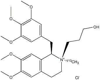 trans-1,2,3,4-Tetrahydro-2-(3-hydroxypropyl)-6,7-dimethoxy-2-(methyl-13C) -1-[(3,4,5-trimethoxyphenyl)methyl]isoquinolinium Chloride Struktur