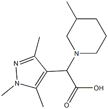 (3-methylpiperidin-1-yl)(1,3,5-trimethyl-1H-pyrazol-4-yl)acetic acid Struktur