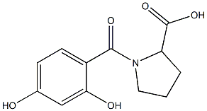 1-(2,4-dihydroxybenzoyl)pyrrolidine-2-carboxylic acid Struktur