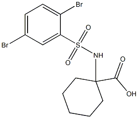 1-[(2,5-dibromobenzene)sulfonamido]cyclohexane-1-carboxylic acid Struktur