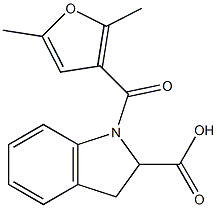 1-[(2,5-dimethylfuran-3-yl)carbonyl]-2,3-dihydro-1H-indole-2-carboxylic acid Struktur