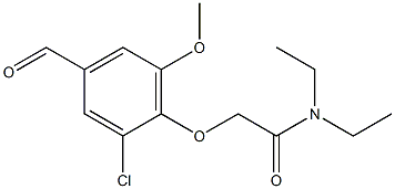 2-(2-chloro-4-formyl-6-methoxyphenoxy)-N,N-diethylacetamide Struktur