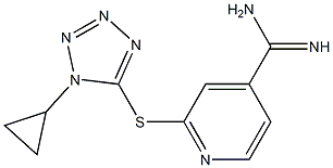 2-[(1-cyclopropyl-1H-1,2,3,4-tetrazol-5-yl)sulfanyl]pyridine-4-carboximidamide Struktur