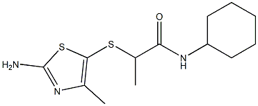 2-[(2-amino-4-methyl-1,3-thiazol-5-yl)sulfanyl]-N-cyclohexylpropanamide Struktur