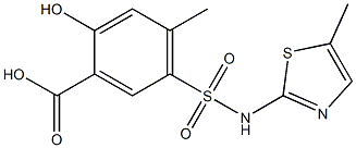 2-hydroxy-4-methyl-5-[(5-methyl-1,3-thiazol-2-yl)sulfamoyl]benzoic acid Struktur