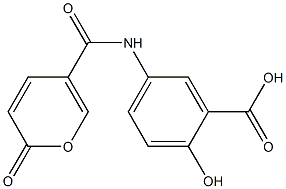 2-hydroxy-5-{[(2-oxo-2H-pyran-5-yl)carbonyl]amino}benzoic acid Struktur