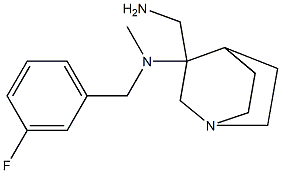 3-(aminomethyl)-N-[(3-fluorophenyl)methyl]-N-methyl-1-azabicyclo[2.2.2]octan-3-amine Struktur