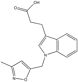 3-{1-[(3-methyl-1,2-oxazol-5-yl)methyl]-1H-indol-3-yl}propanoic acid Struktur