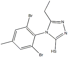 4-(2,6-dibromo-4-methylphenyl)-5-ethyl-4H-1,2,4-triazole-3-thiol Struktur