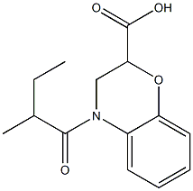 4-(2-methylbutanoyl)-3,4-dihydro-2H-1,4-benzoxazine-2-carboxylic acid Struktur