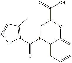 4-(3-methyl-2-furoyl)-3,4-dihydro-2H-1,4-benzoxazine-2-carboxylic acid Struktur