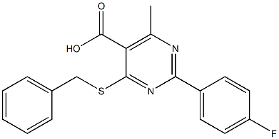 4-(benzylthio)-2-(4-fluorophenyl)-6-methylpyrimidine-5-carboxylic acid Struktur