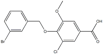 4-[(3-bromophenyl)methoxy]-3-chloro-5-methoxybenzoic acid Struktur