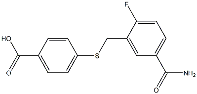 4-{[(5-carbamoyl-2-fluorophenyl)methyl]sulfanyl}benzoic acid Struktur