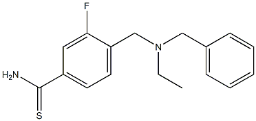 4-{[benzyl(ethyl)amino]methyl}-3-fluorobenzene-1-carbothioamide Struktur