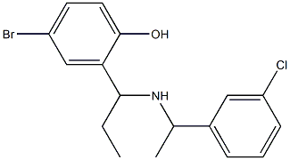 4-bromo-2-(1-{[1-(3-chlorophenyl)ethyl]amino}propyl)phenol Struktur