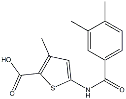 5-[(3,4-dimethylbenzene)amido]-3-methylthiophene-2-carboxylic acid Struktur