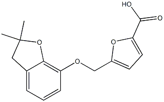 5-{[(2,2-dimethyl-2,3-dihydro-1-benzofuran-7-yl)oxy]methyl}furan-2-carboxylic acid Struktur