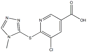 5-chloro-6-[(4-methyl-4H-1,2,4-triazol-3-yl)sulfanyl]pyridine-3-carboxylic acid Struktur