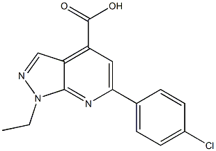 6-(4-chlorophenyl)-1-ethyl-1H-pyrazolo[3,4-b]pyridine-4-carboxylic acid Struktur