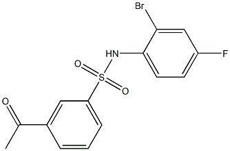 N-(2-bromo-4-fluorophenyl)-3-acetylbenzene-1-sulfonamide Struktur