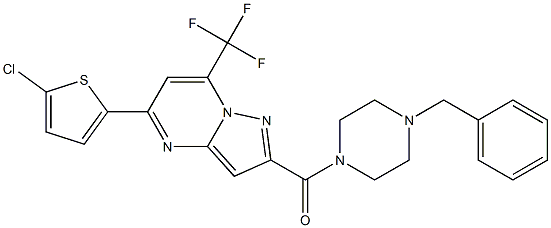 2-[(4-benzyl-1-piperazinyl)carbonyl]-5-(5-chloro-2-thienyl)-7-(trifluoromethyl)pyrazolo[1,5-a]pyrimidine Struktur