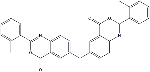 2-(2-methylphenyl)-6-{[2-(2-methylphenyl)-4-oxo-4H-3,1-benzoxazin-6-yl]methyl}-4H-3,1-benzoxazin-4-one Struktur