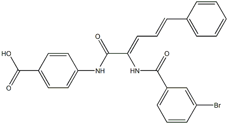 4-({2-[(3-bromobenzoyl)amino]-5-phenyl-2,4-pentadienoyl}amino)benzoic acid Struktur