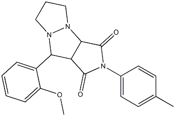 9-(2-methoxyphenyl)-2-(4-methylphenyl)tetrahydro-5H-pyrazolo[1,2-a]pyrrolo[3,4-c]pyrazole-1,3(2H,3aH)-dione Struktur