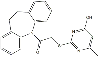 2-{[2-(10,11-dihydro-5H-dibenzo[b,f]azepin-5-yl)-2-oxoethyl]sulfanyl}-6-methyl-4-pyrimidinol Struktur