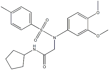 N-cyclopentyl-2-{3,4-dimethoxy[(4-methylphenyl)sulfonyl]anilino}acetamide Struktur