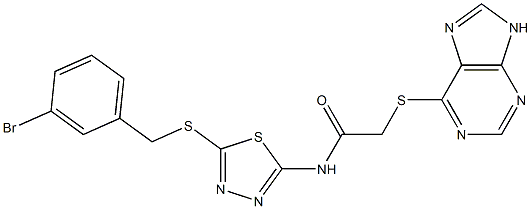 N-{5-[(3-bromobenzyl)sulfanyl]-1,3,4-thiadiazol-2-yl}-2-(9H-purin-6-ylsulfanyl)acetamide Struktur