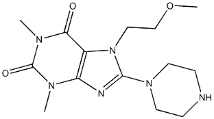 7-(2-methoxyethyl)-1,3-dimethyl-8-(1-piperazinyl)-3,7-dihydro-1H-purine-2,6-dione Struktur