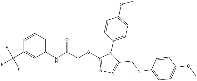 2-{[5-[(4-methoxyanilino)methyl]-4-(4-methoxyphenyl)-4H-1,2,4-triazol-3-yl]sulfanyl}-N-[3-(trifluoromethyl)phenyl]acetamide Struktur