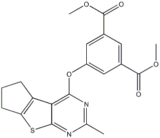 dimethyl 5-[(2-methyl-6,7-dihydro-5H-cyclopenta[4,5]thieno[2,3-d]pyrimidin-4-yl)oxy]isophthalate Struktur