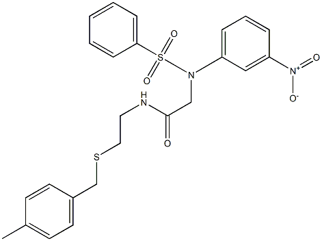 2-[3-nitro(phenylsulfonyl)anilino]-N-{2-[(4-methylbenzyl)sulfanyl]ethyl}acetamide Struktur