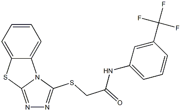 2-([1,2,4]triazolo[3,4-b][1,3]benzothiazol-3-ylsulfanyl)-N-[3-(trifluoromethyl)phenyl]acetamide Struktur