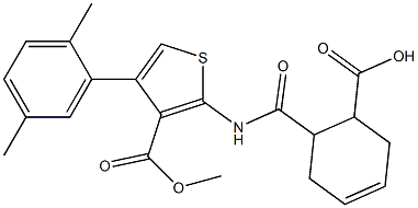 6-({[4-(2,5-dimethylphenyl)-3-(methoxycarbonyl)-2-thienyl]amino}carbonyl)-3-cyclohexene-1-carboxylic acid Struktur