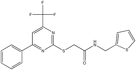 2-{[4-phenyl-6-(trifluoromethyl)-2-pyrimidinyl]sulfanyl}-N-(2-thienylmethyl)acetamide Struktur