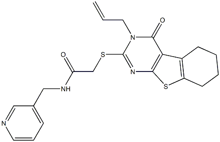 2-[(3-allyl-4-oxo-3,4,5,6,7,8-hexahydro[1]benzothieno[2,3-d]pyrimidin-2-yl)sulfanyl]-N-(3-pyridinylmethyl)acetamide Struktur