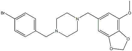 6-{[4-(4-bromobenzyl)-1-piperazinyl]methyl}-1,3-benzodioxol-4-yl methyl ether Struktur